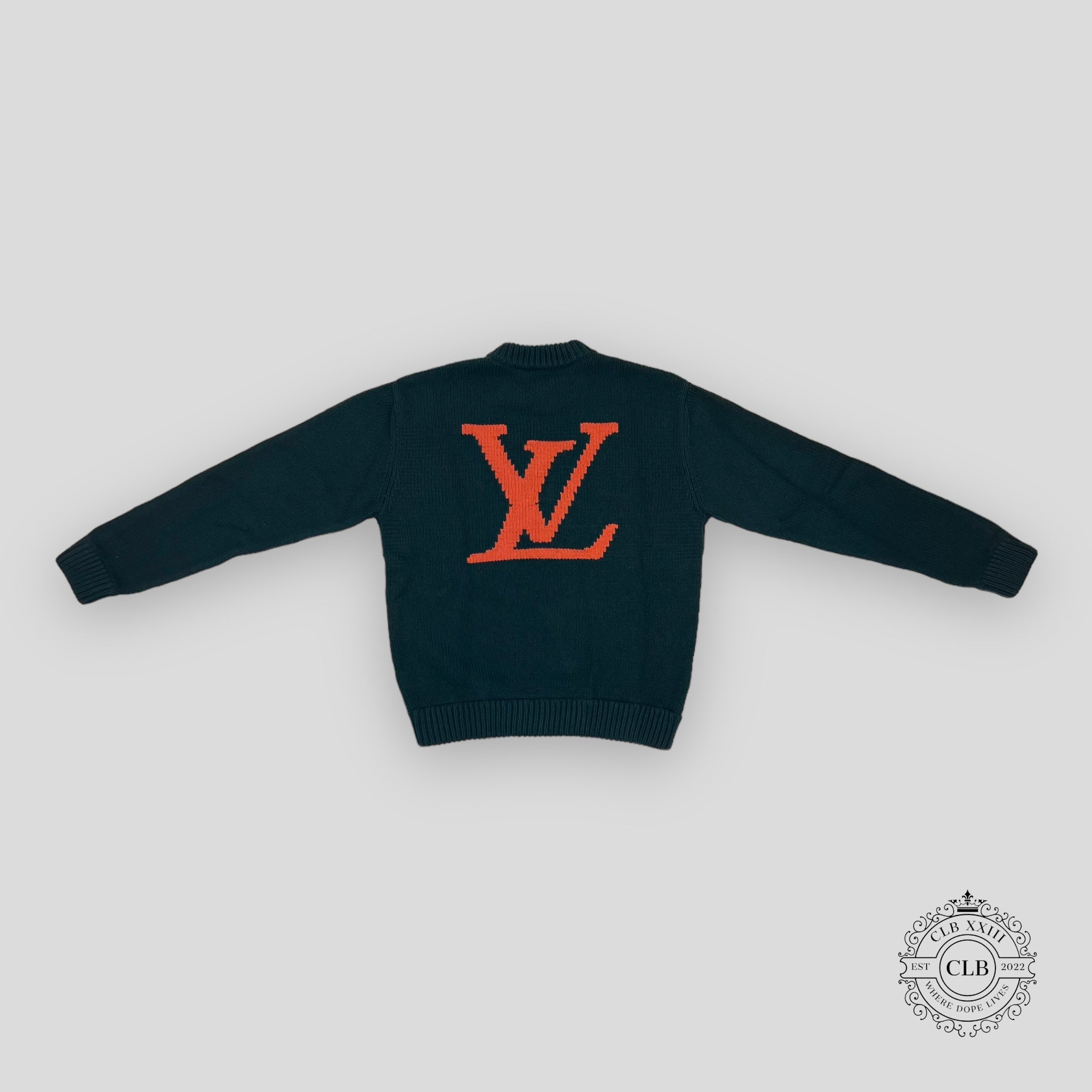LOUIS VUITTON HANDKNIT CREWNECK SWEATER - GREEN pullover wool cashmere L XL