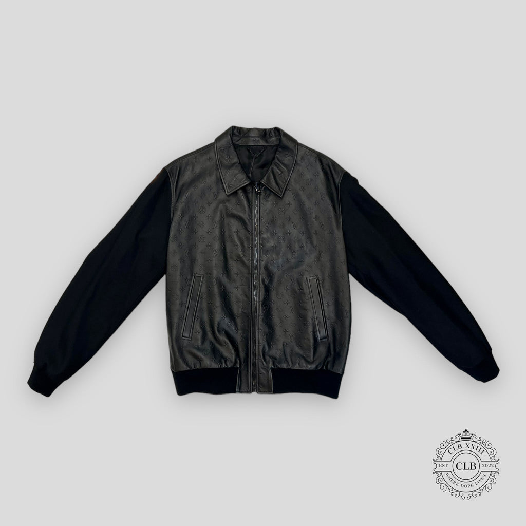 LOUIS VUITTON LVSE MONOGRAM EMBOSSED MIX 54 coat jacket - BLACK wool leather