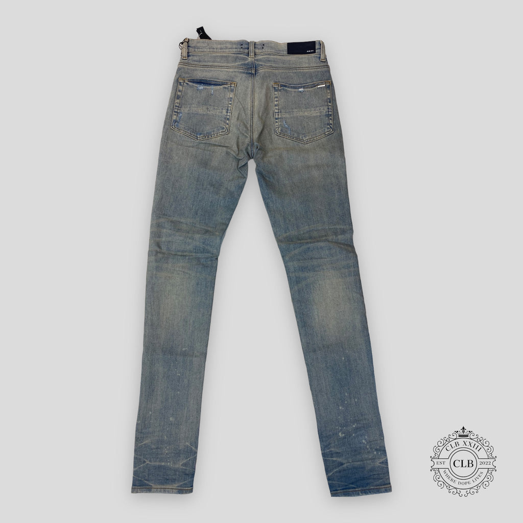 Amiri Lunar New Year Thrasher Blue Jeans in Clay Indigo denim men's designer