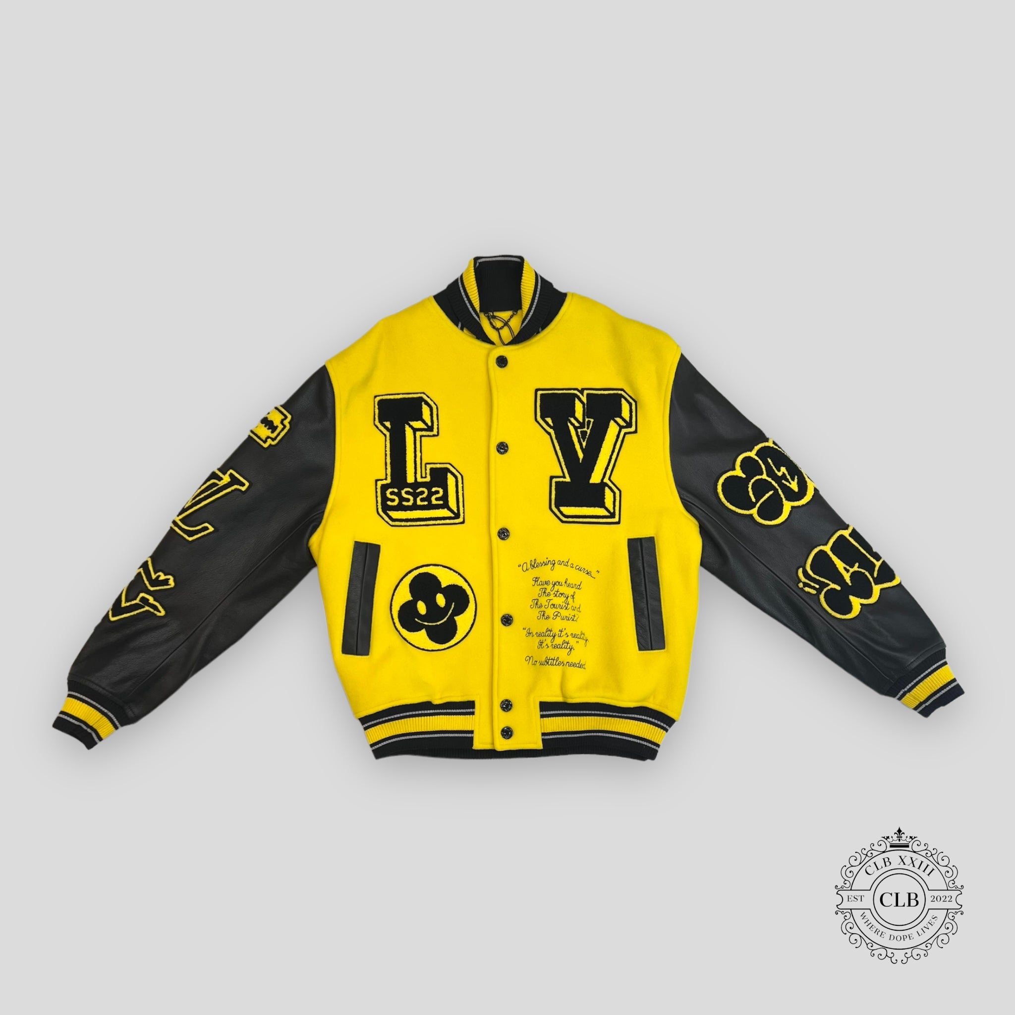 LOUIS VUITTON SS22 VARSITY JACKET - YELLOW/BLACK leather wool men's 50