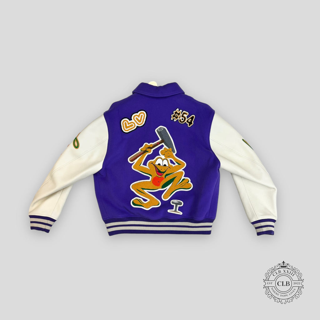 Louis Vuitton Runaway Frog Varsity Jacket men's unisex Coat leather wool 50 54
