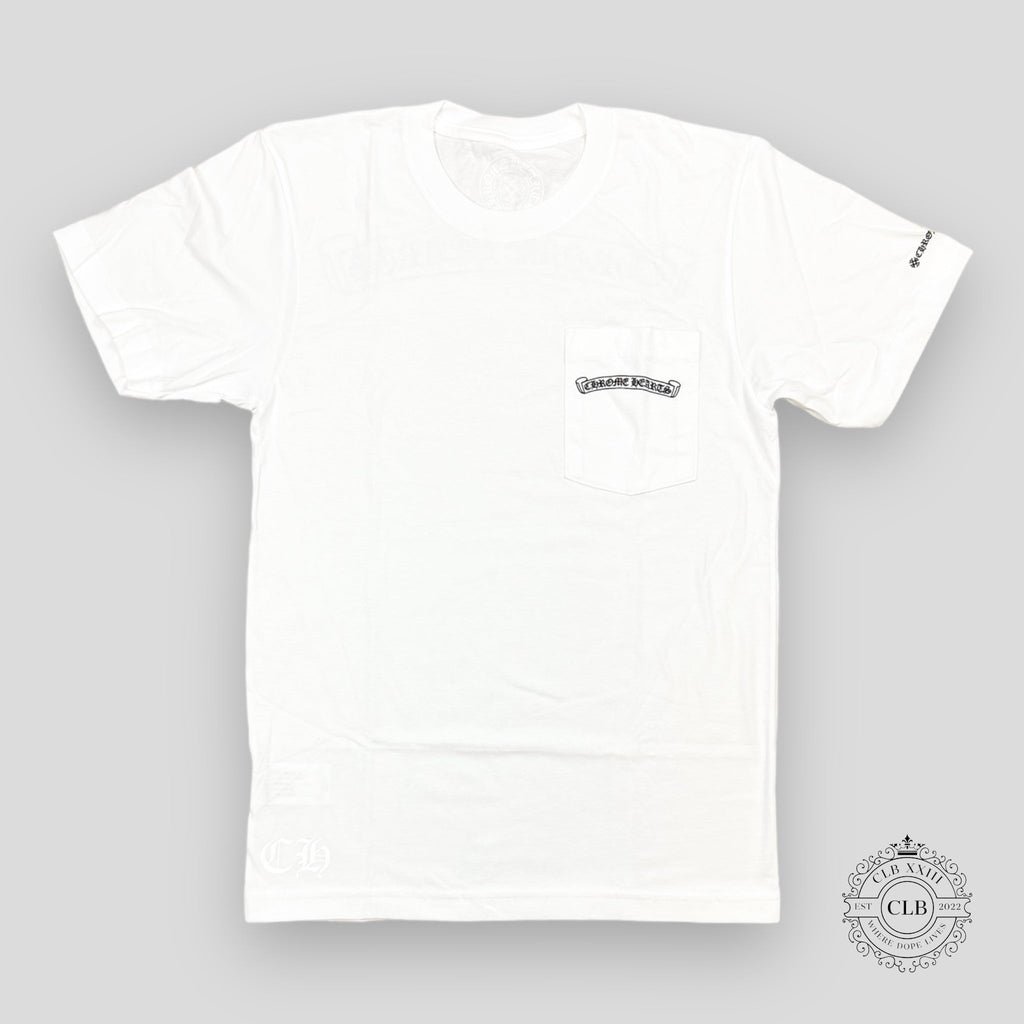 CHROME HEARTS SCROLL LOGO POCKET T-SHIRT - WHITE unisex men's Medium