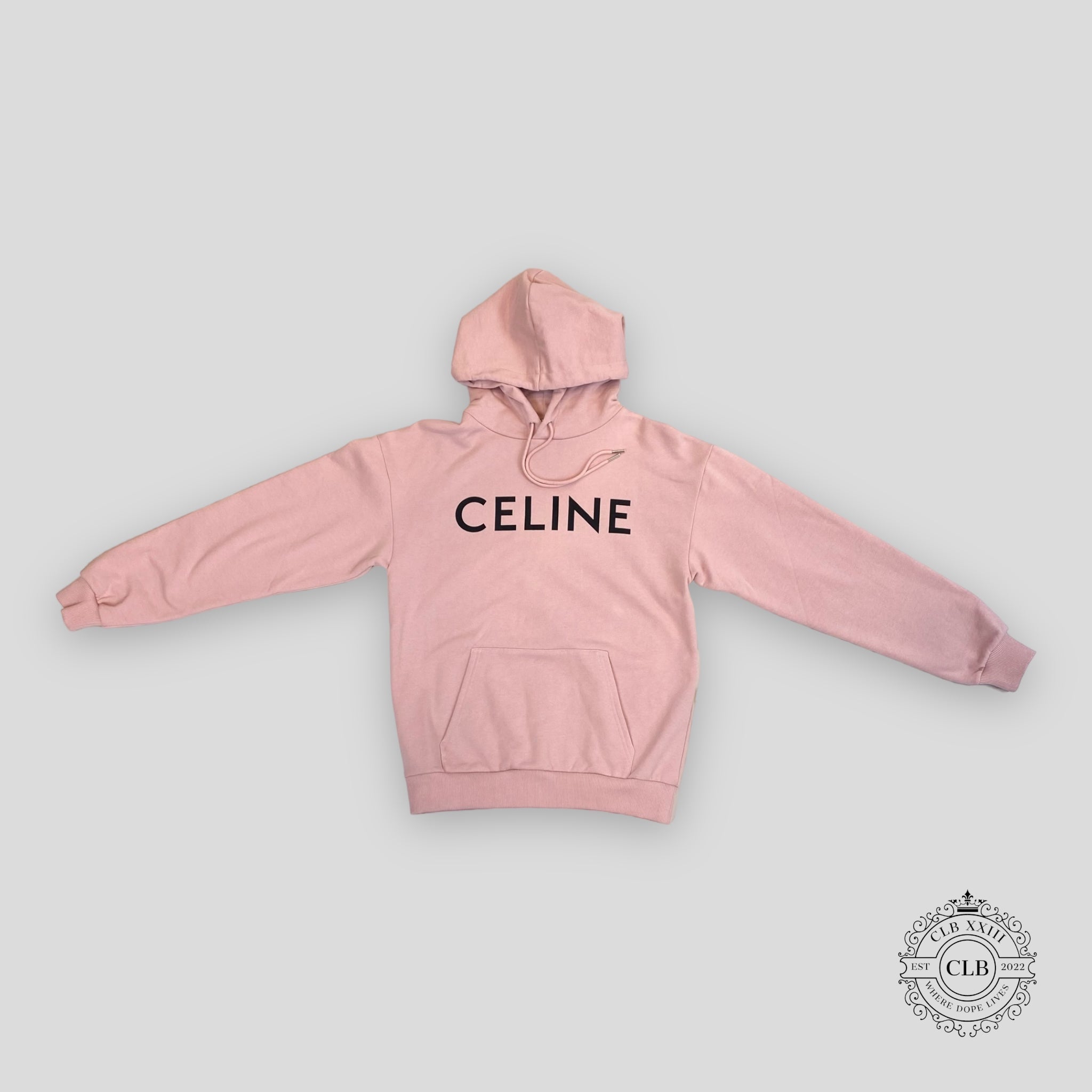 Celine Homme Logo Hoodie in Pink men's unisex pullover sweatshirt