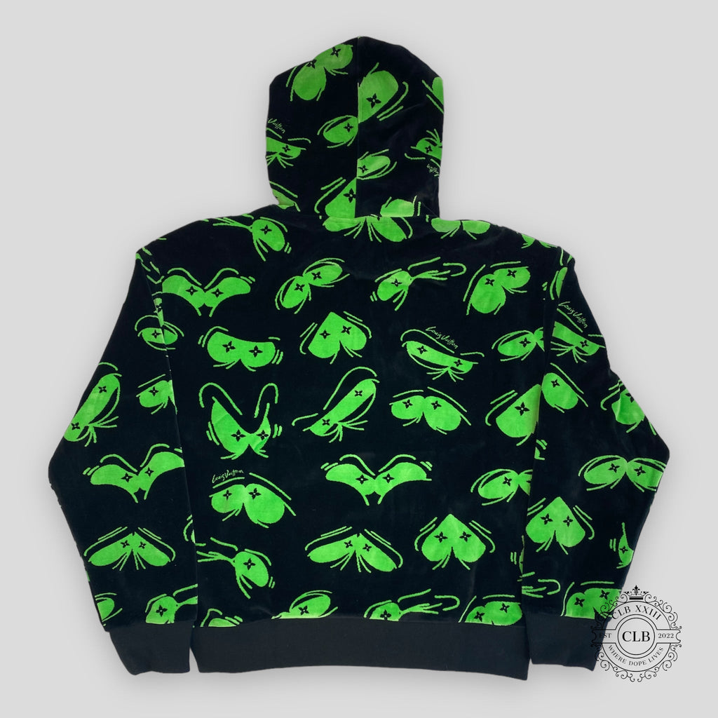 LOUIS VUITTON EYES GRAPHIC JACQUARD HOODIE - BLACK/GREEN unisex men's XL