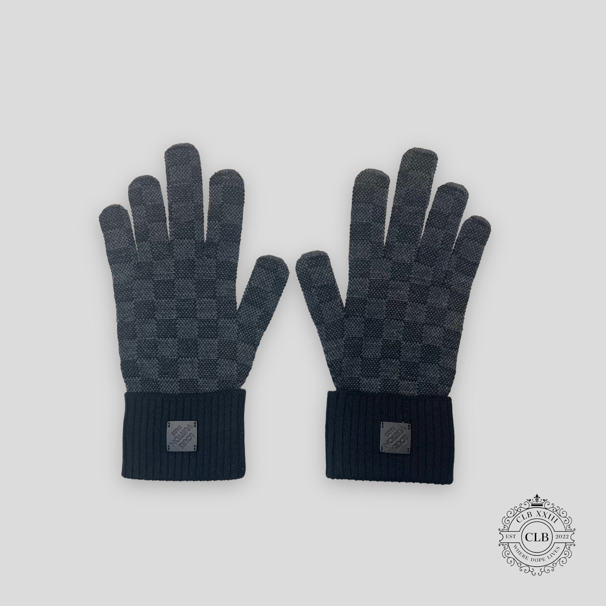 LOUIS VUITTON PETIT DAMIER GLOVES - BLACK ladies LV CLBXXIII