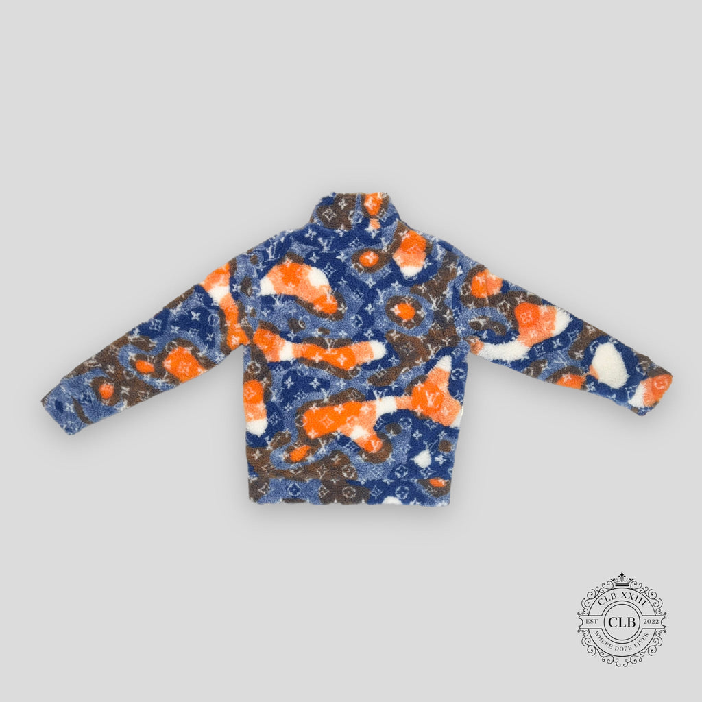 Louis Vuitton Jacquard Camo Fleece Jacket orange blue M XL XXL men's unisex