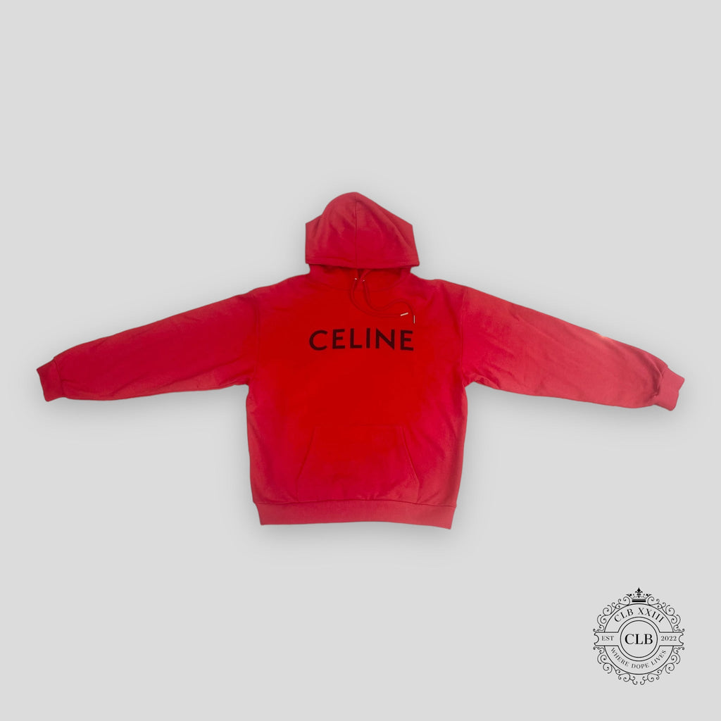 Celine Homme Logo Hoodie in Red Men's Sweatshirt Unisex