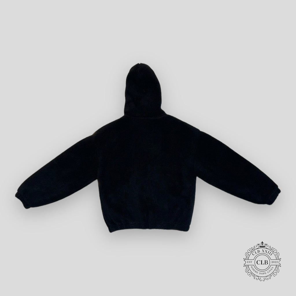 Celine Homme Logo Embellished Fleece Hoodie in Black jacket zip men's unisex