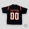 LOUIS VUITTON CHUNKY INTARSIA FOOTBALL TEE - BLACK men's unisex wool cashmere XL