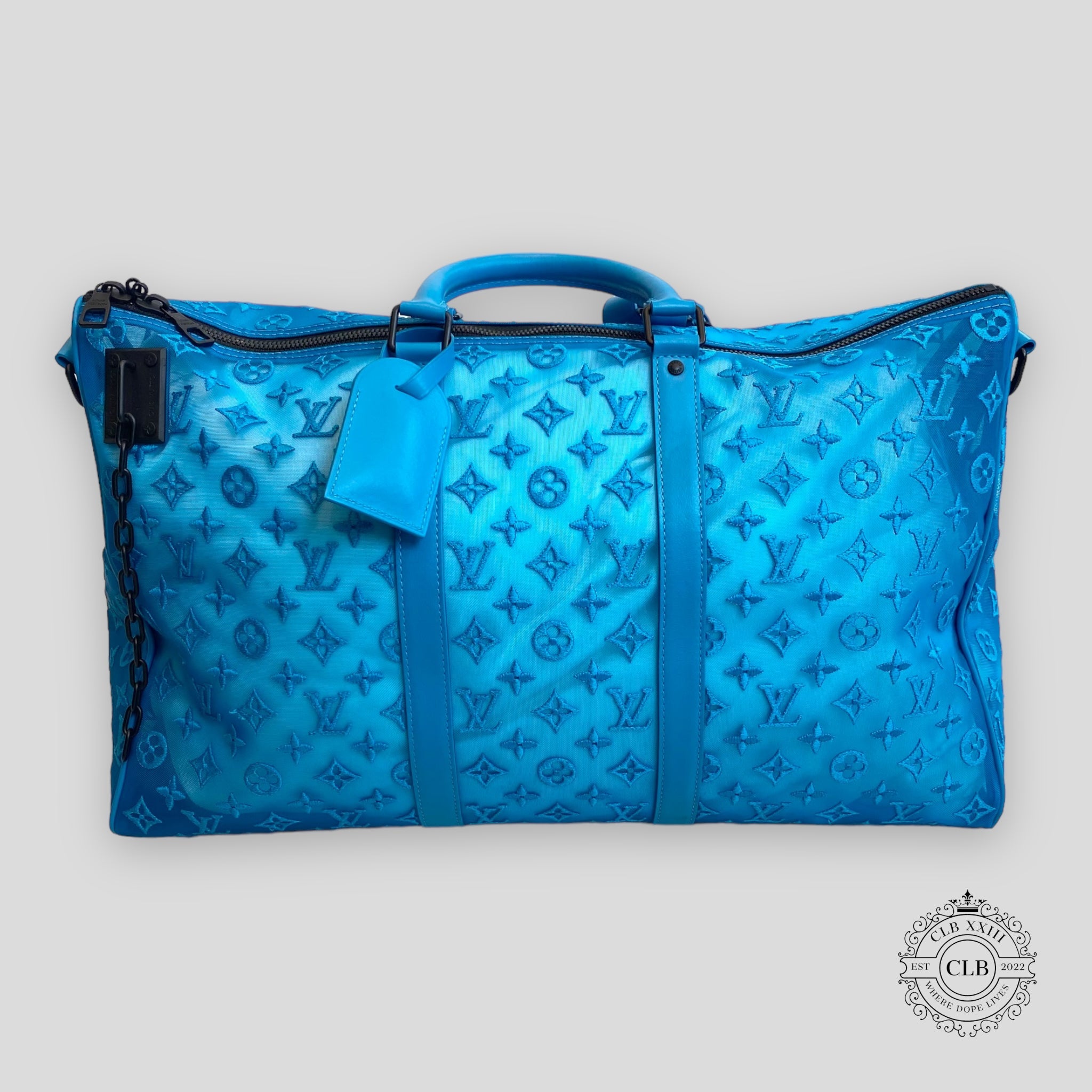 Louis Vuitton Mesh Keepall Bandouliere 50 in Blue unisex bag duffel luggage