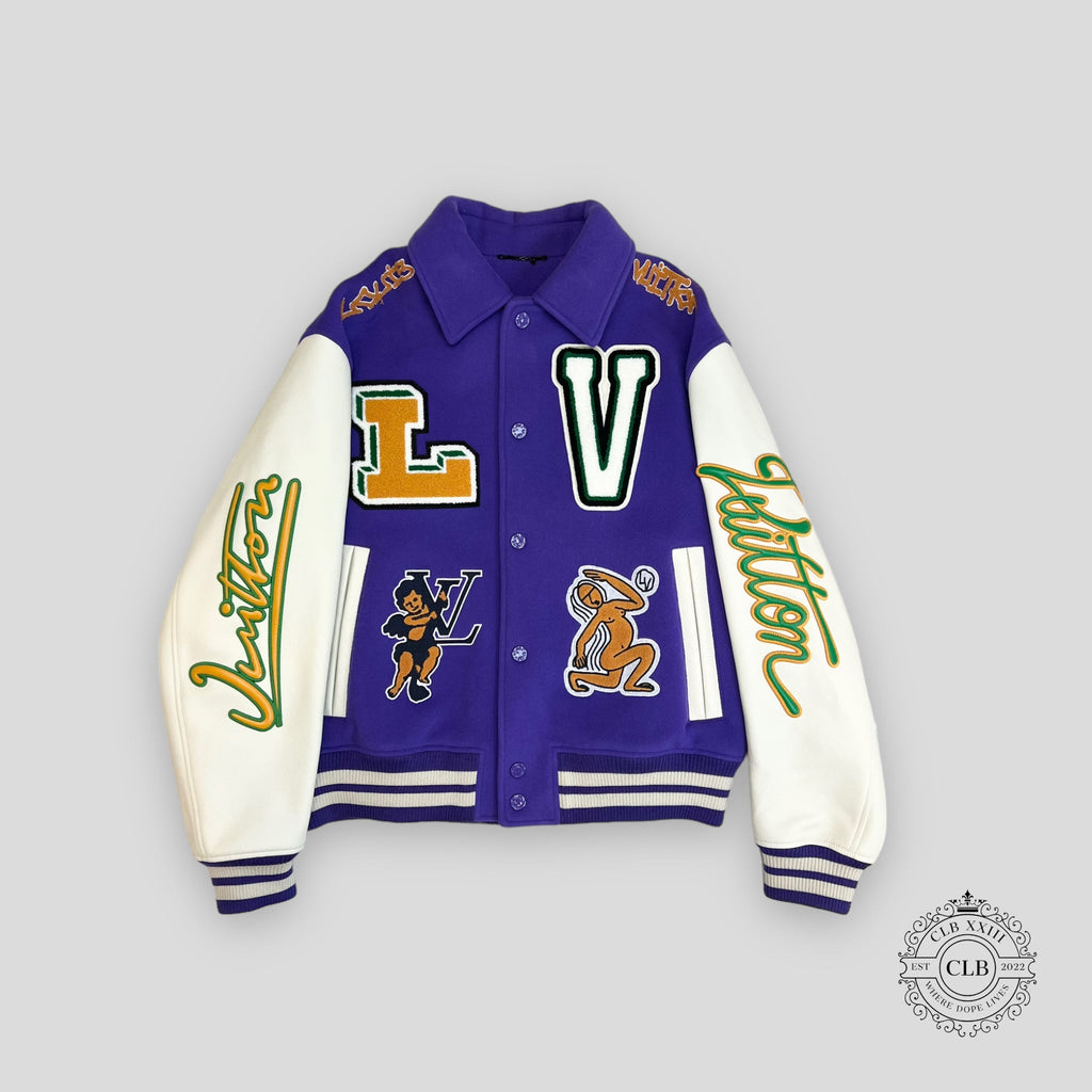 Louis Vuitton Runaway Frog Varsity Jacket men's unisex Coat leather wool 50 54