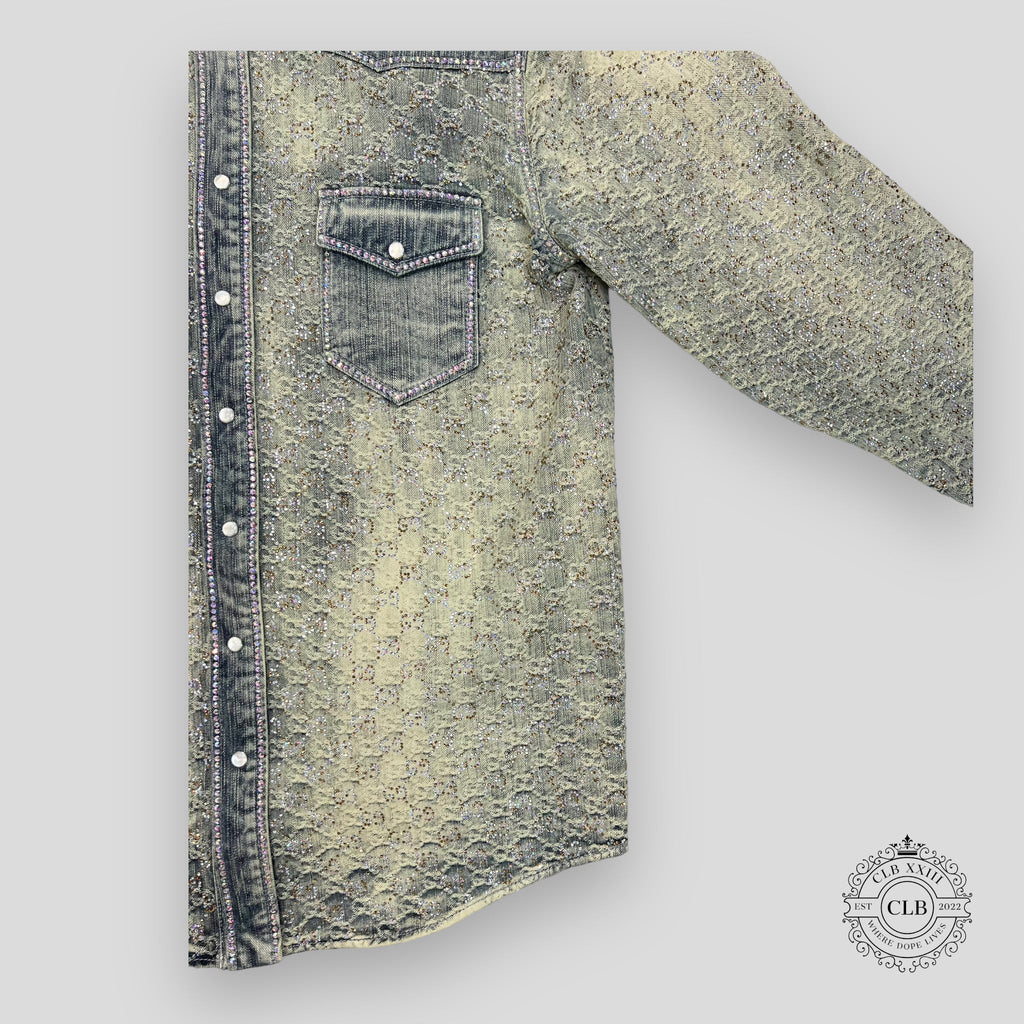 GUCCI GG JACQUARD DENIM JACKET - LIGHT BLUE jean fade Men's