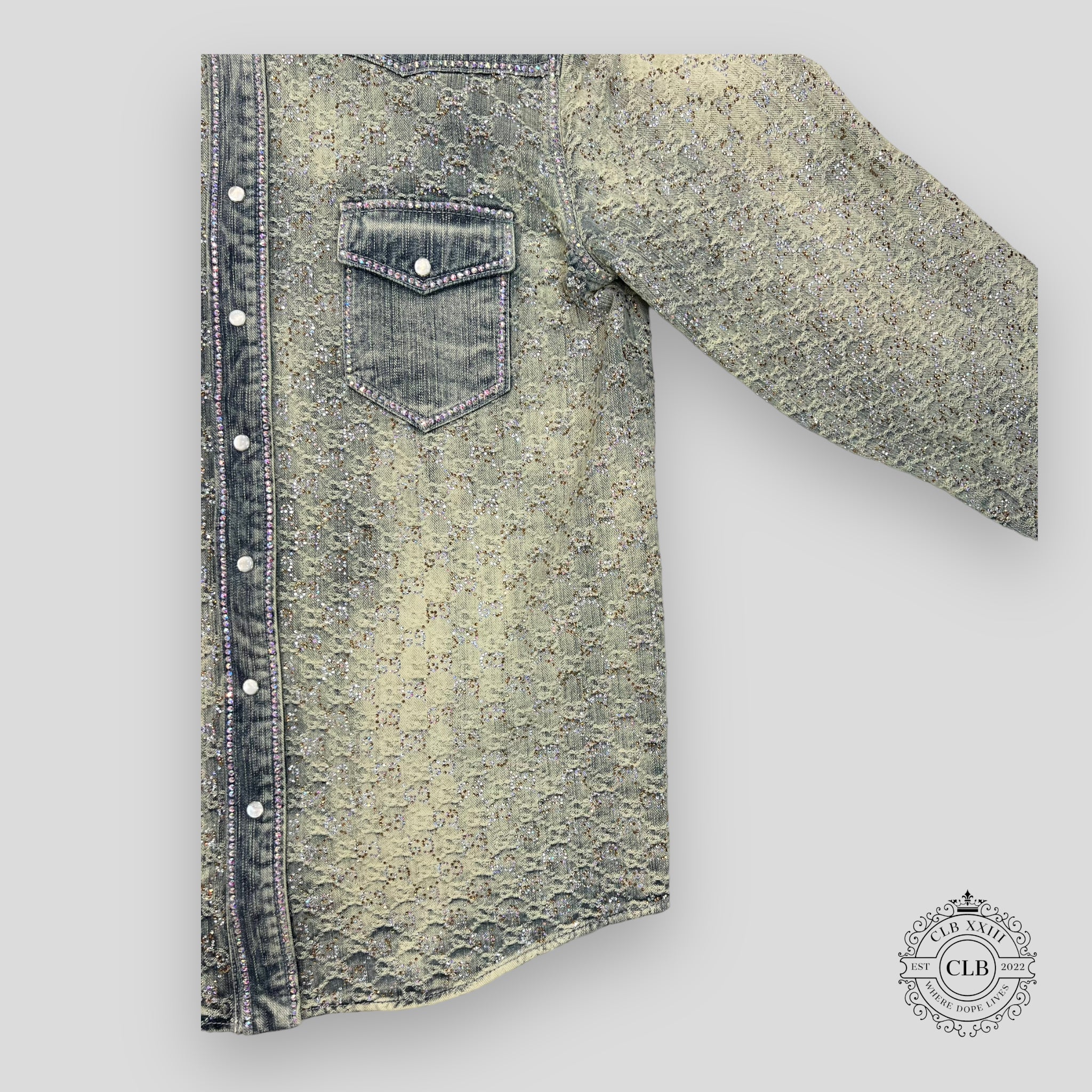 GUCCI GG JACQUARD DENIM JACKET - LIGHT BLUE jean fade Men's