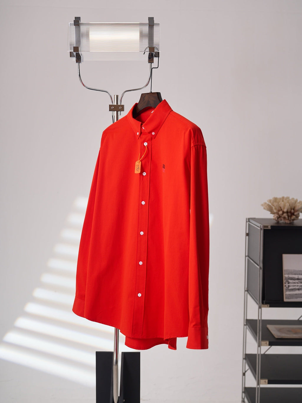Loewe Anagram Two-Tone Embroidered Long-Sleeve Shirt Men's Unisex Red
