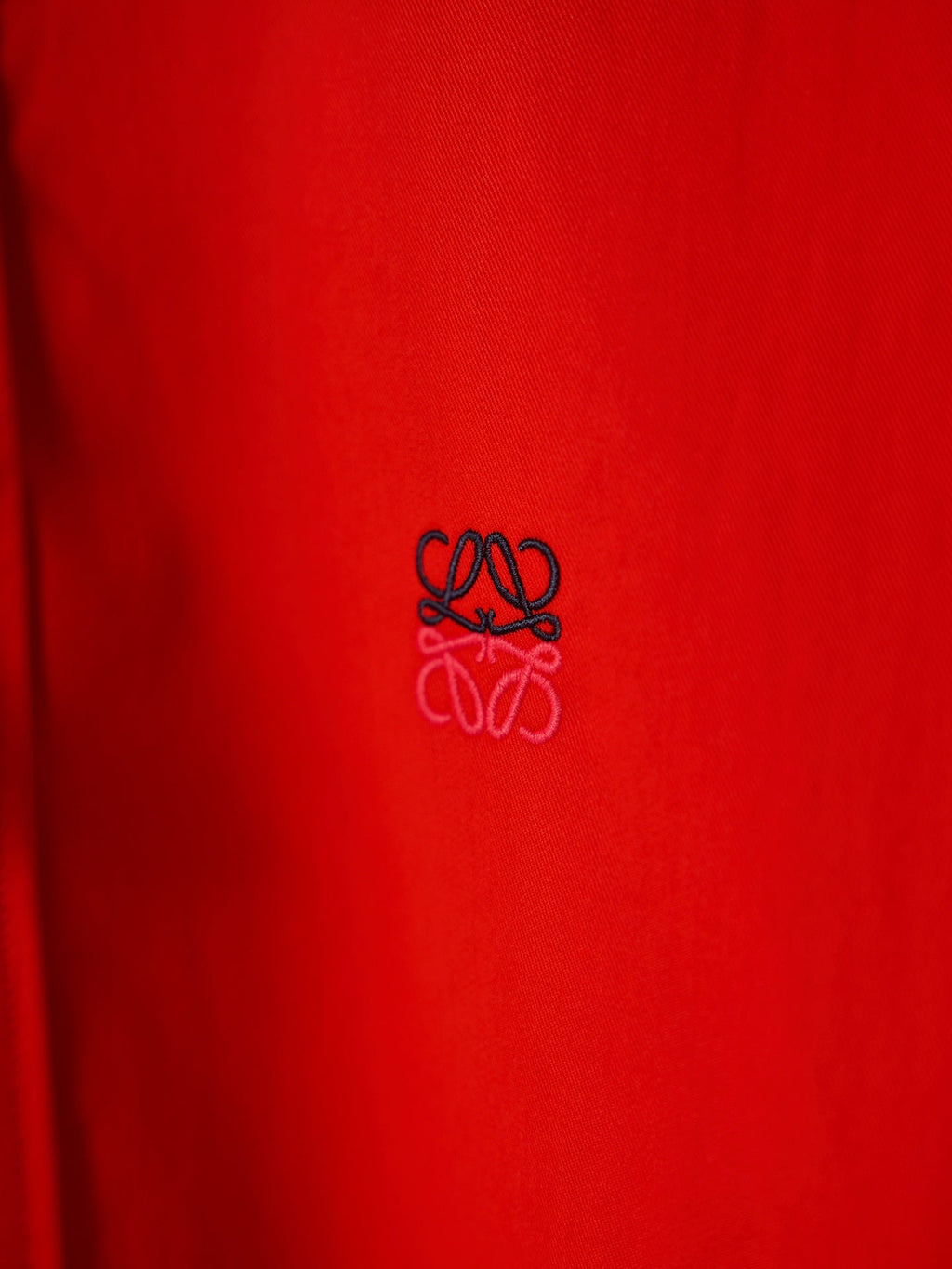 Loewe Anagram Two-Tone Embroidered Long-Sleeve Shirt Men's Unisex Red