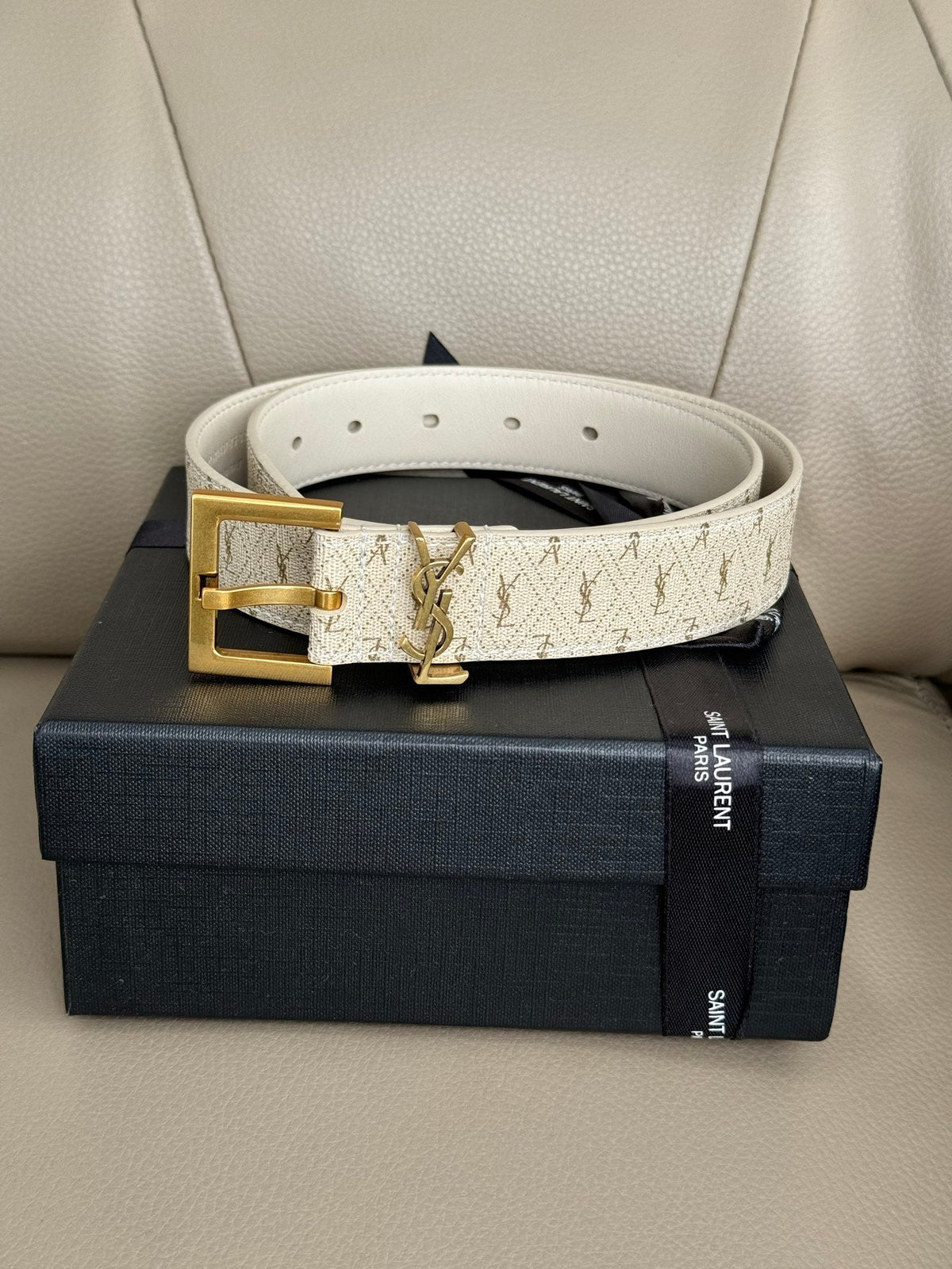 YSL Ladies Belt Brown or White