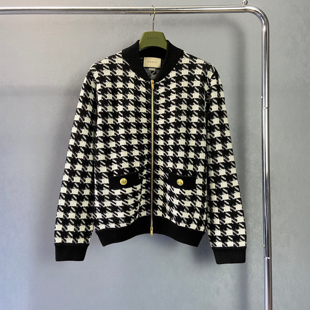 Gucci Houndstooth Bomber Jacket Unisex Sweater