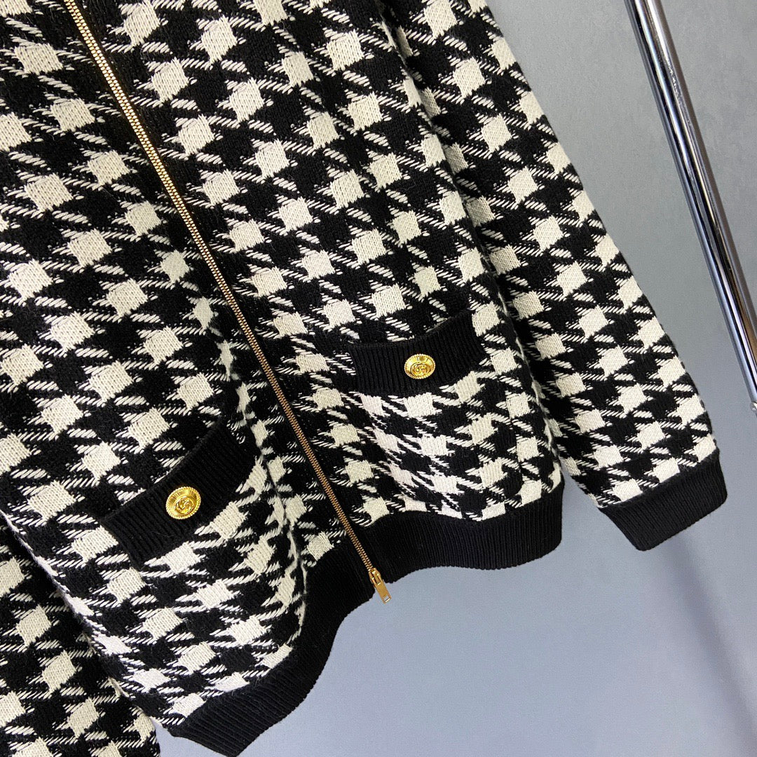 Gucci Houndstooth Bomber Jacket Unisex Sweater