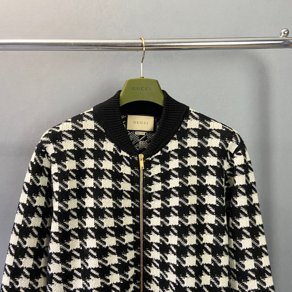 Gucci Houndstooth Bomber Jacket Unisex Sweater