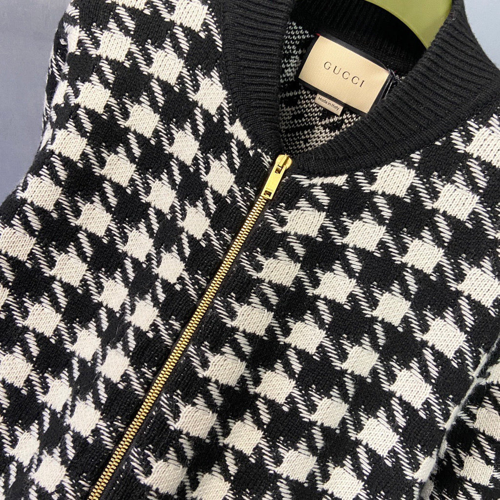 Gucci Houndstooth Bomber Jacket Unisex Sweater