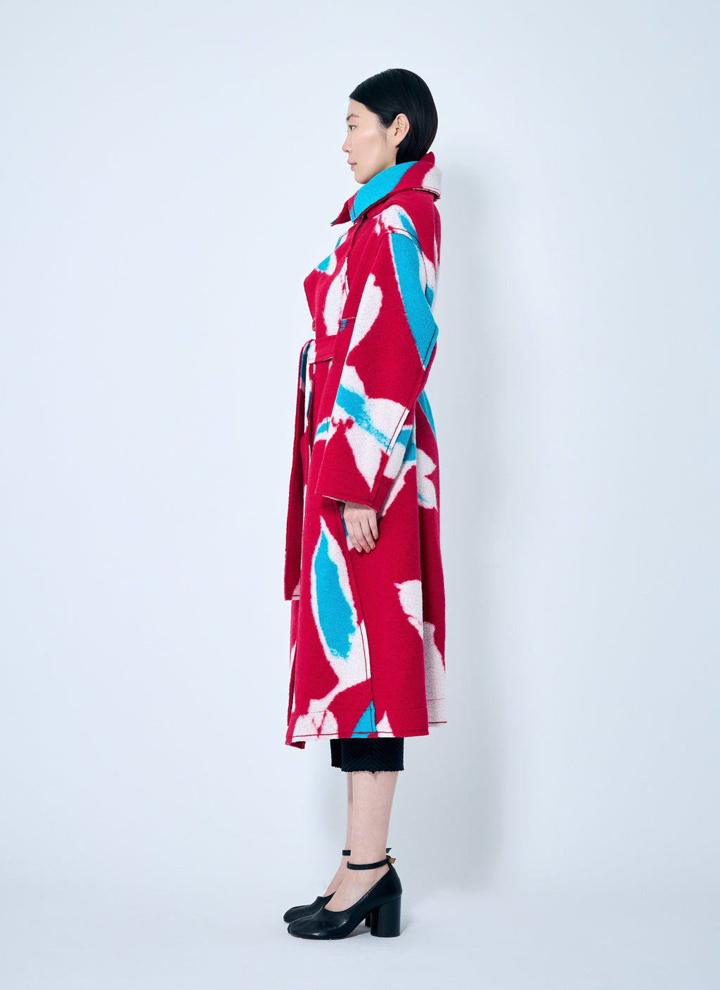 Issey Miyake ladies Vigor Long Coat jacket trench red blue