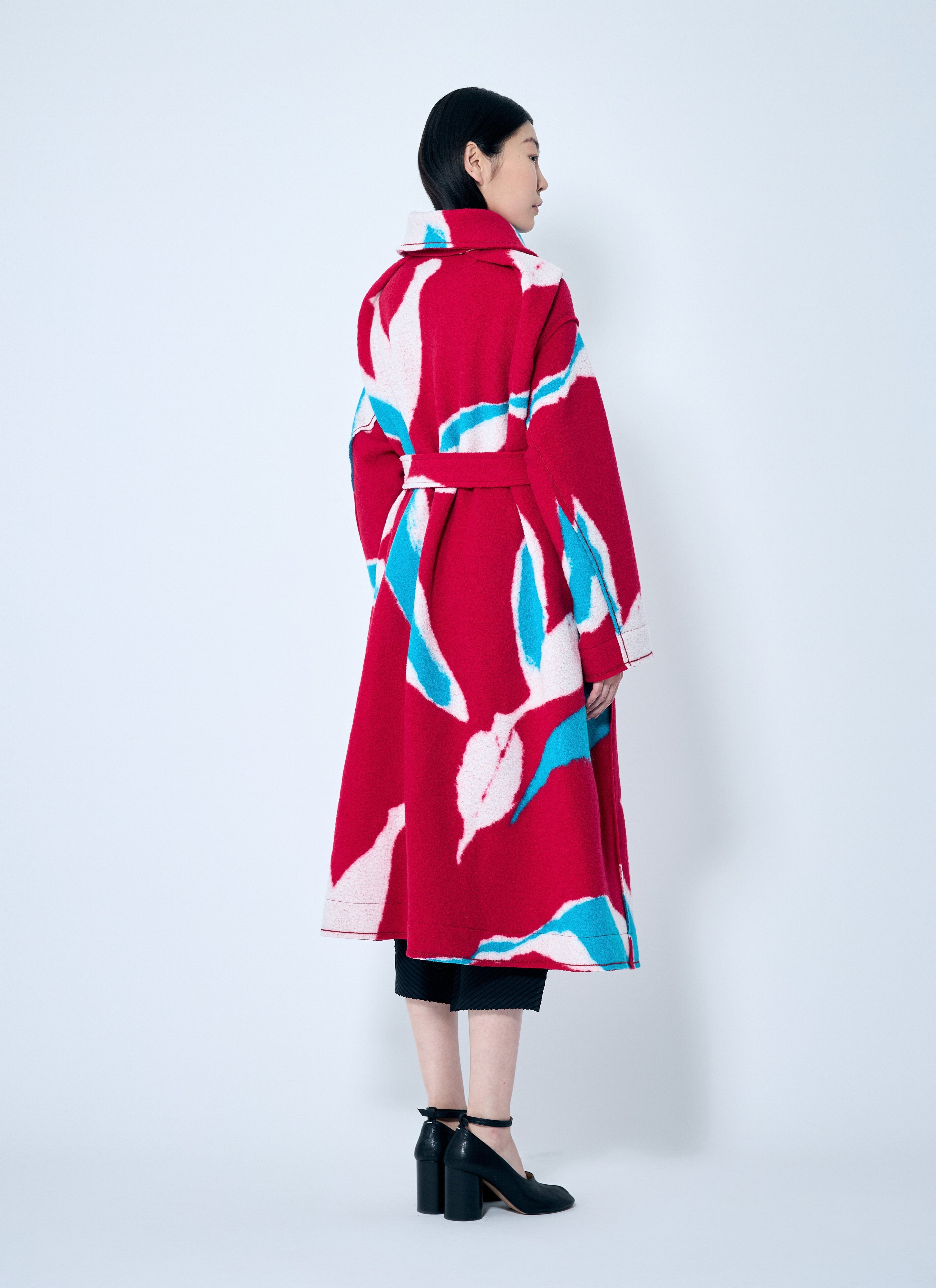Issey Miyake ladies Vigor Long Coat jacket trench red blue