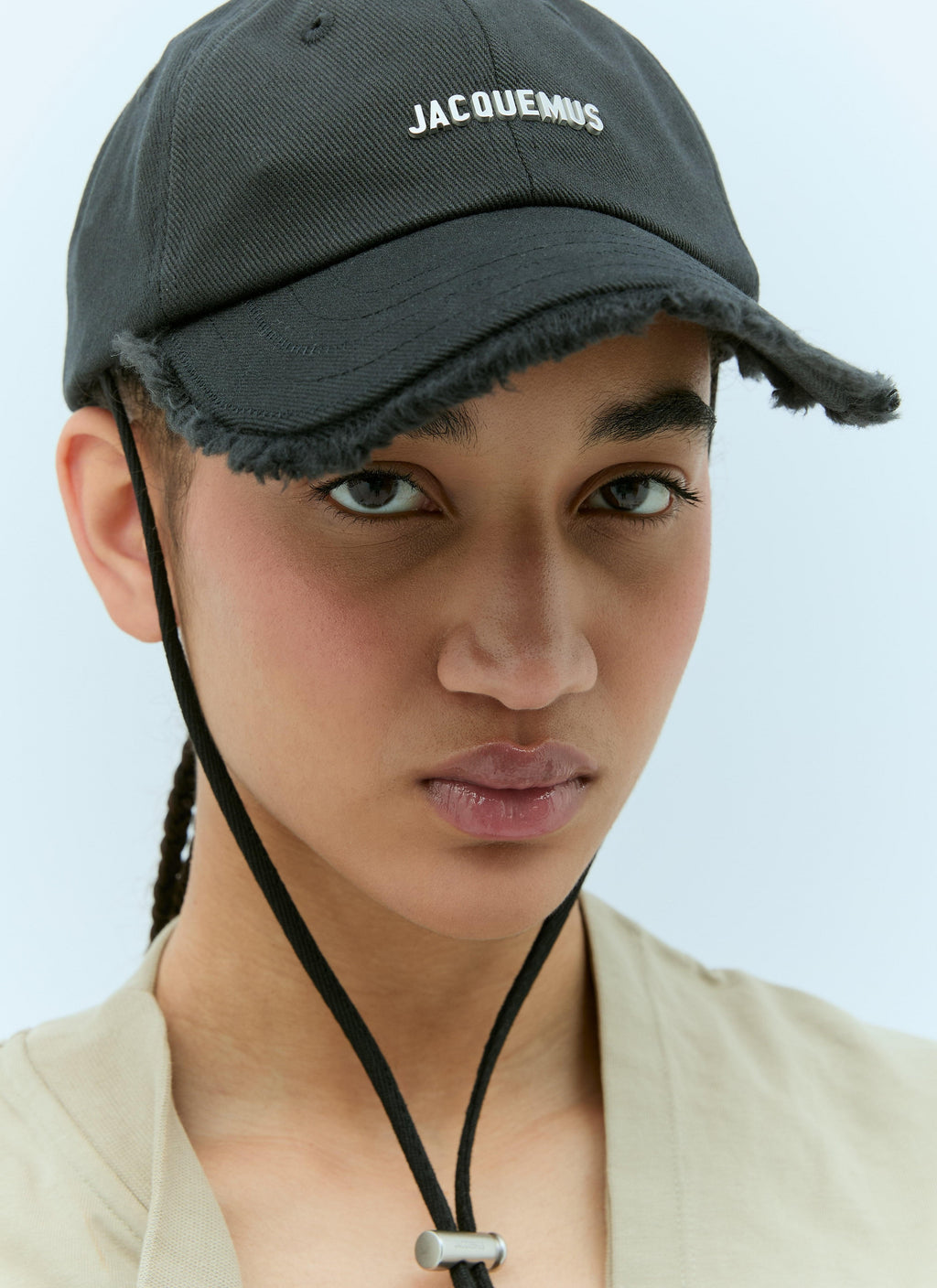 Jacquemus Men's La Casquette Artichaut Baseball Cap hat black with chin strap
