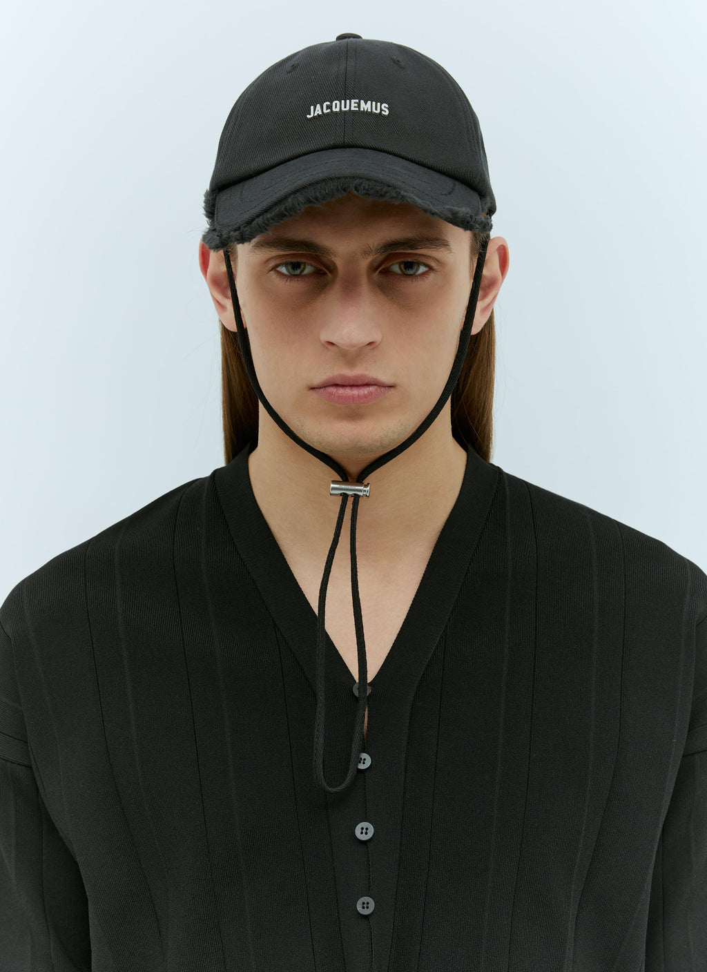 Jacquemus Men's La Casquette Artichaut Baseball Cap hat black with chin strap