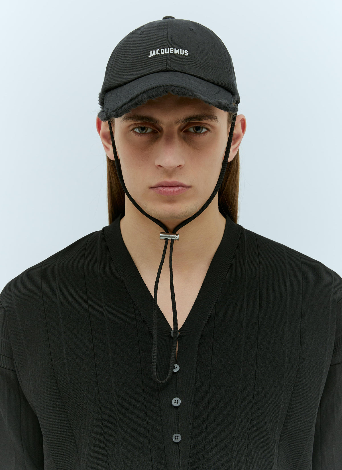 Jacquemus Men's La Casquette Artichaut Baseball Cap hat black with chin strap