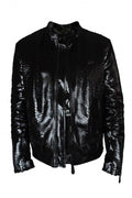 Philipp Plein Men's Biker Jacket black python coat jacket moto snake