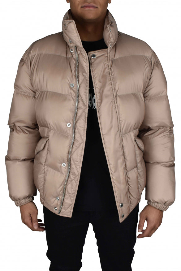 Alexander Mcqueen Men's Jacket quilted puffer coat beige logo on collar coat