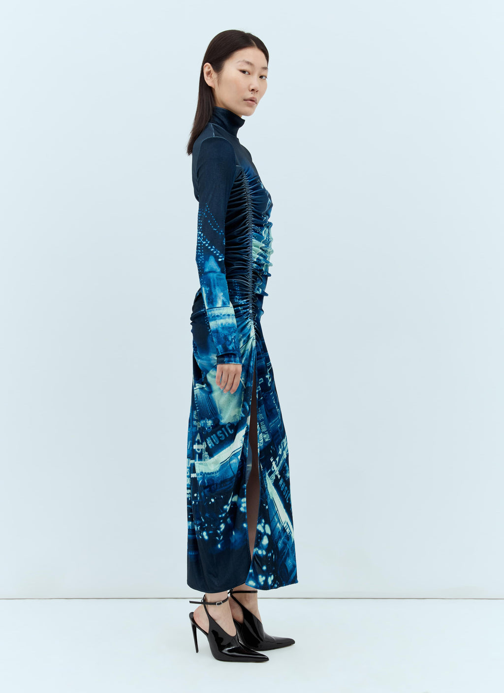 Jean Paul Gaultier Ladies Pigalle Gathered long Velvet Dress JPG