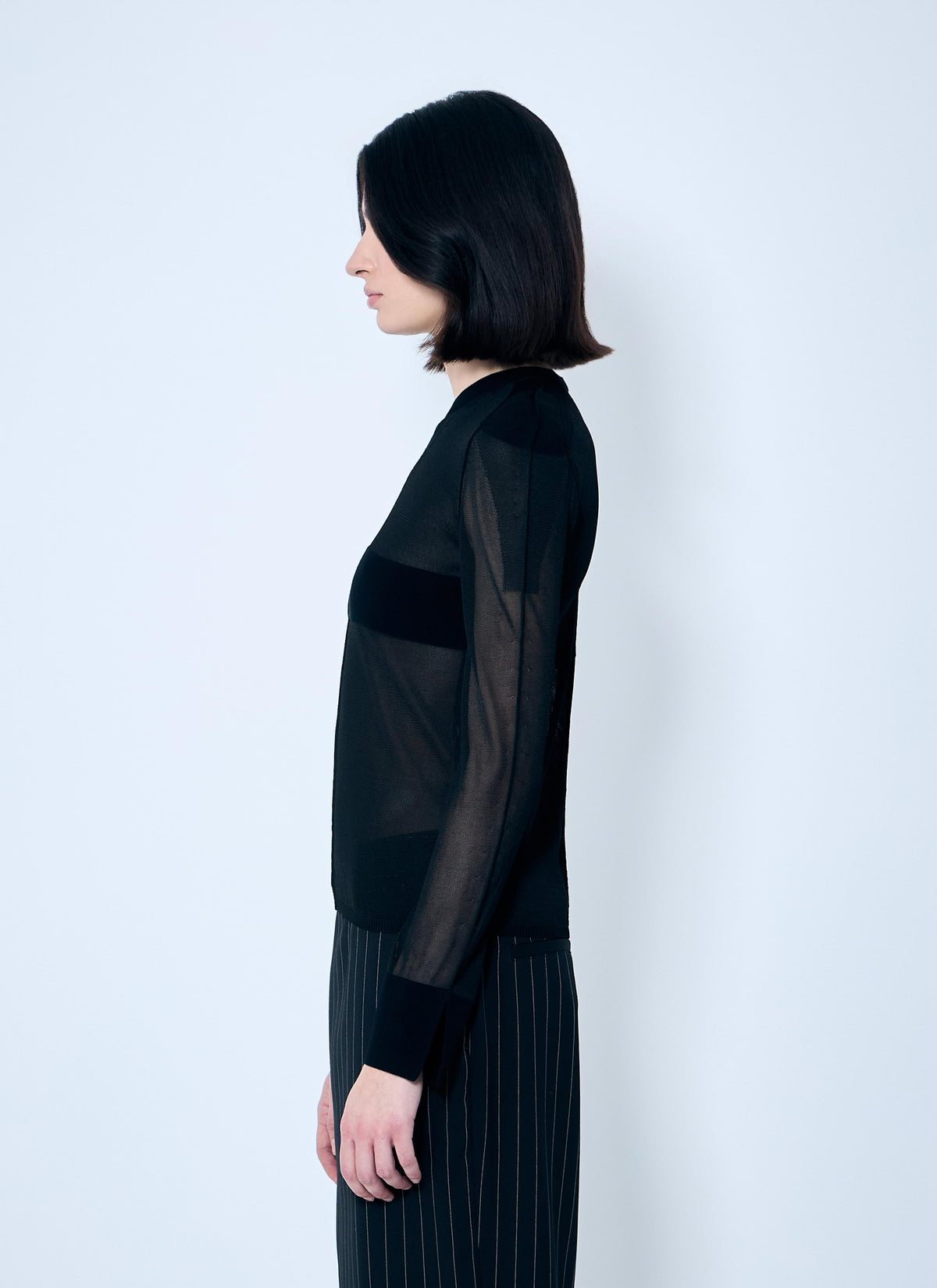 Jean Paul Gaultier ladies Open-Knit Sweater front logo black JPG