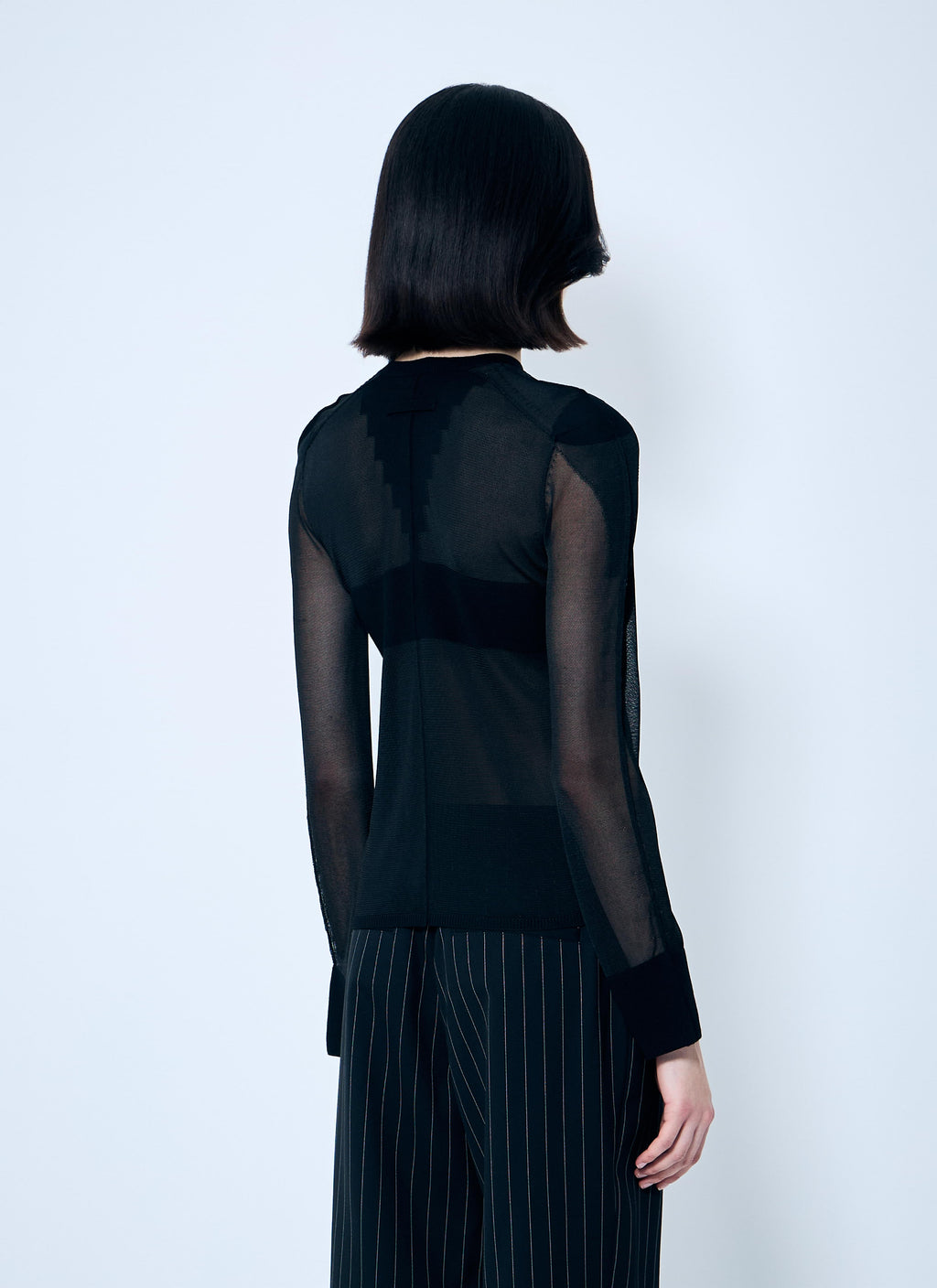 Jean Paul Gaultier ladies Open-Knit Sweater front logo black JPG