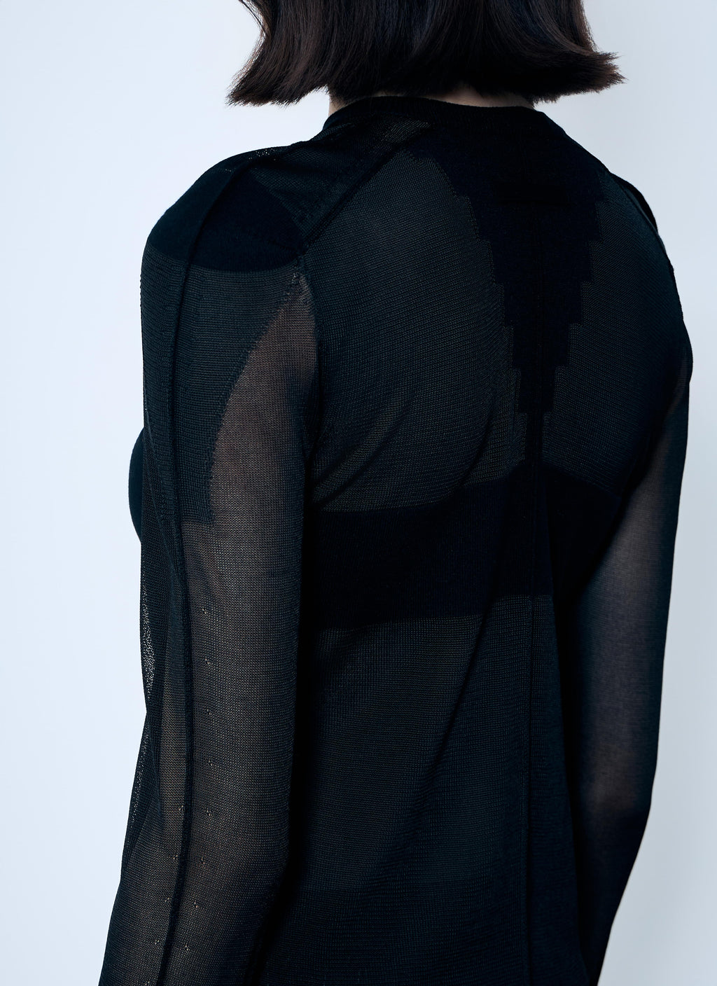 Jean Paul Gaultier ladies Open-Knit Sweater front logo black JPG