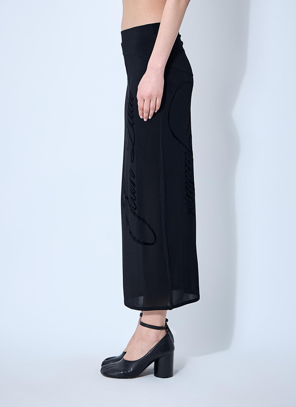 Jean Paul Gaultier ladies Mesh Tattoo Midi Skirt JPG black