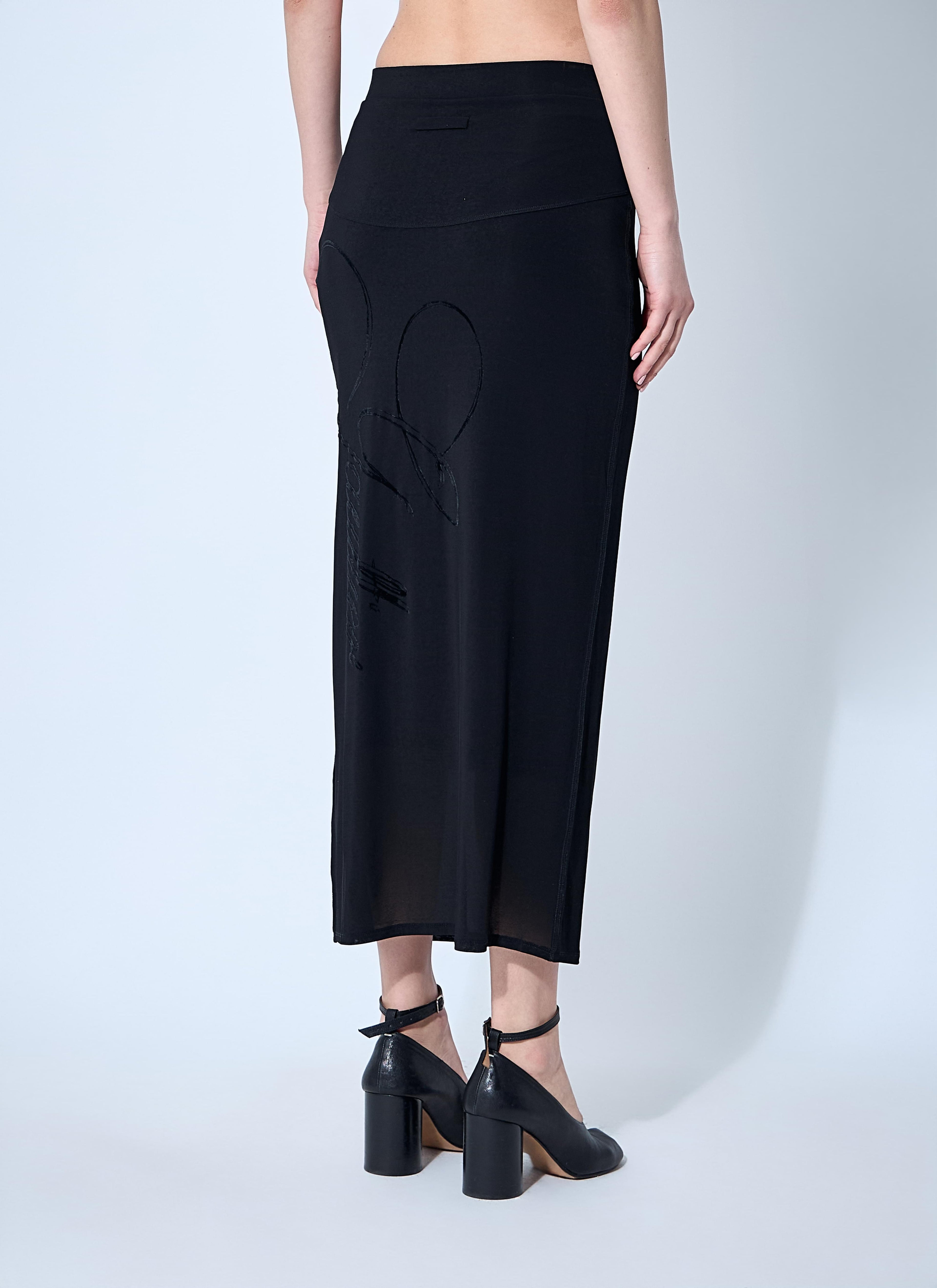 Jean Paul Gaultier ladies Mesh Tattoo Midi Skirt JPG black