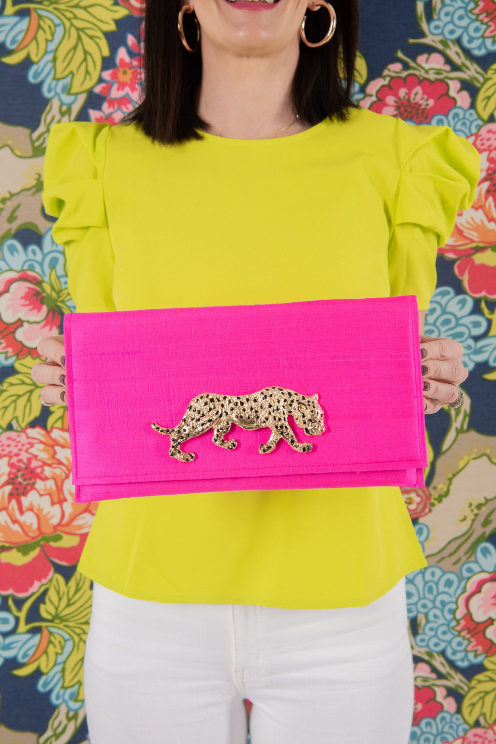 Garland Bag Hot Pink Cindy Clutch Handbag Purse Silk