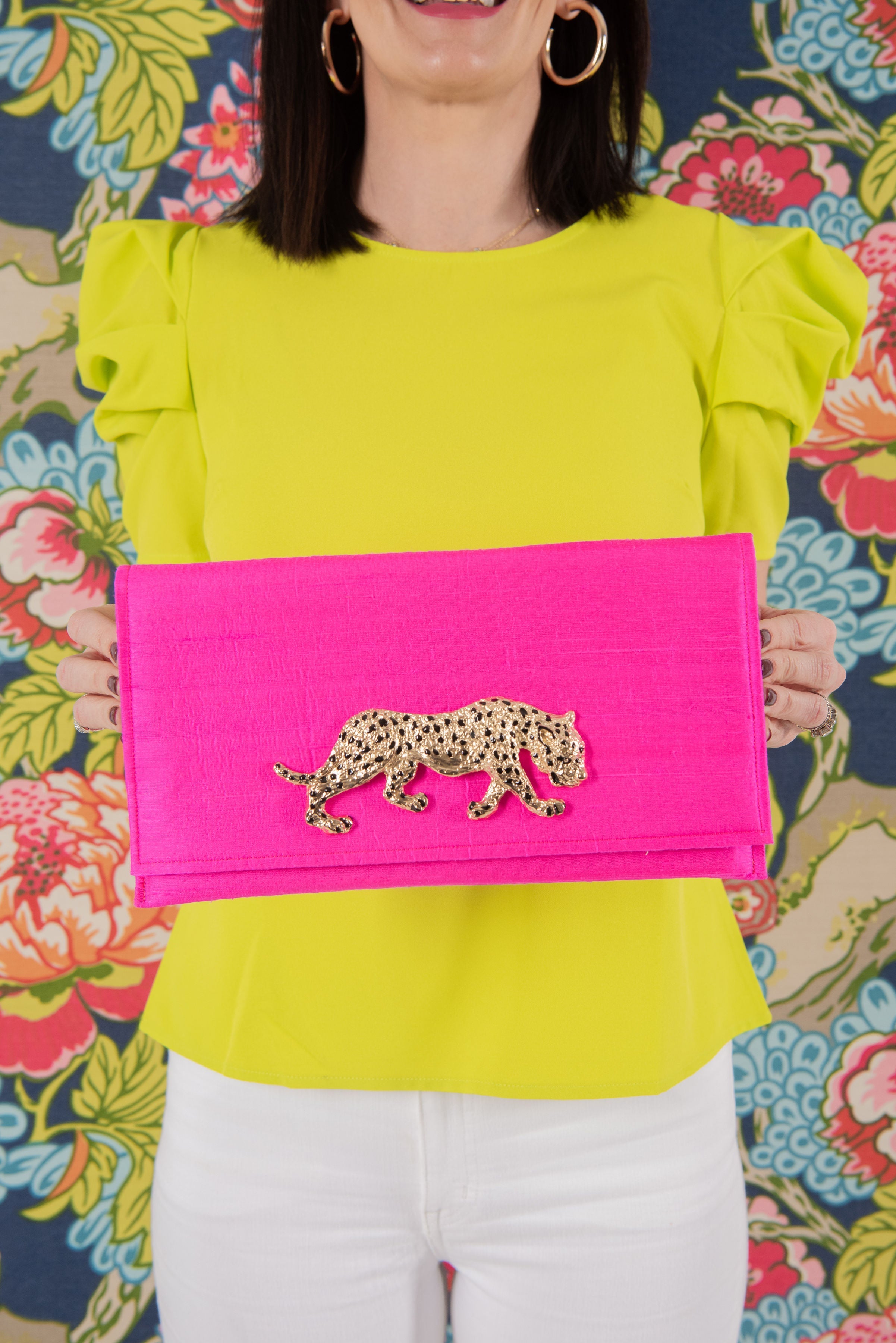 Garland Bag Hot Pink Cindy Clutch Handbag Purse Silk