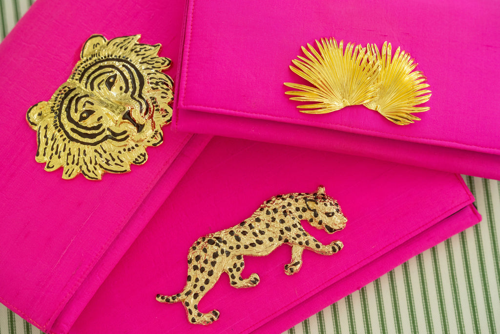 Garland Bag Hot Pink Cindy Clutch Handbag Purse Silk