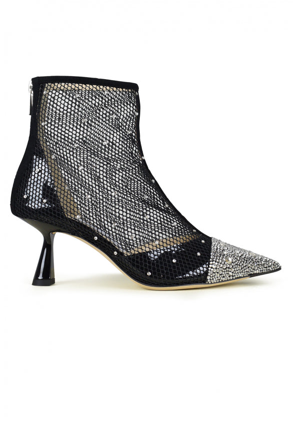 Jimmy Choo ladies Kix 65 Boots black mesh with crystals heels shoes