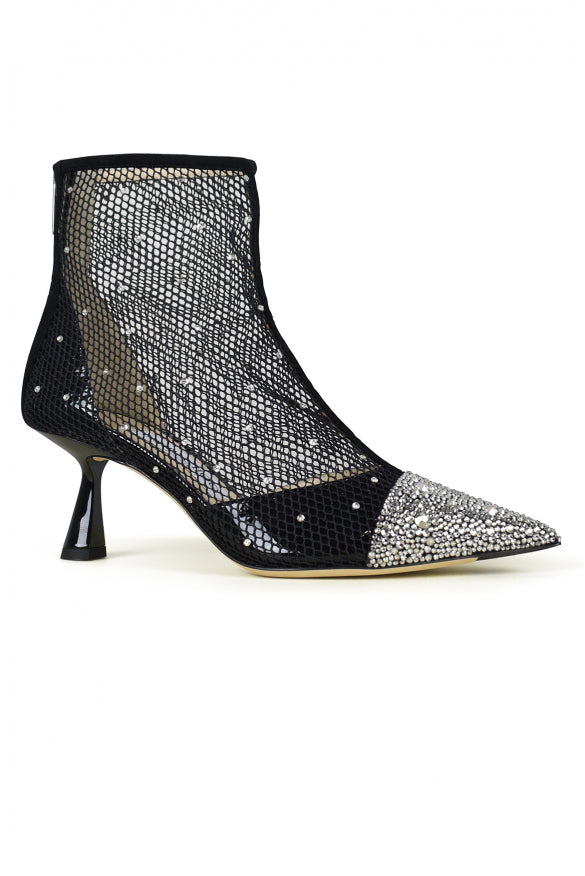 Jimmy Choo ladies Kix 65 Boots black mesh with crystals heels shoes