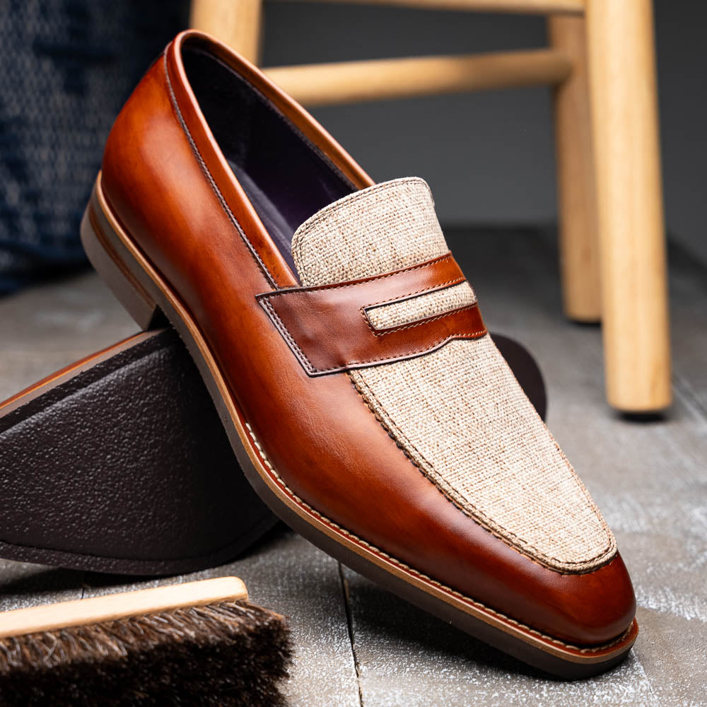 15-733-CGN Lago Italian Calfskin Slip On Loafer Cognac Zelli men's