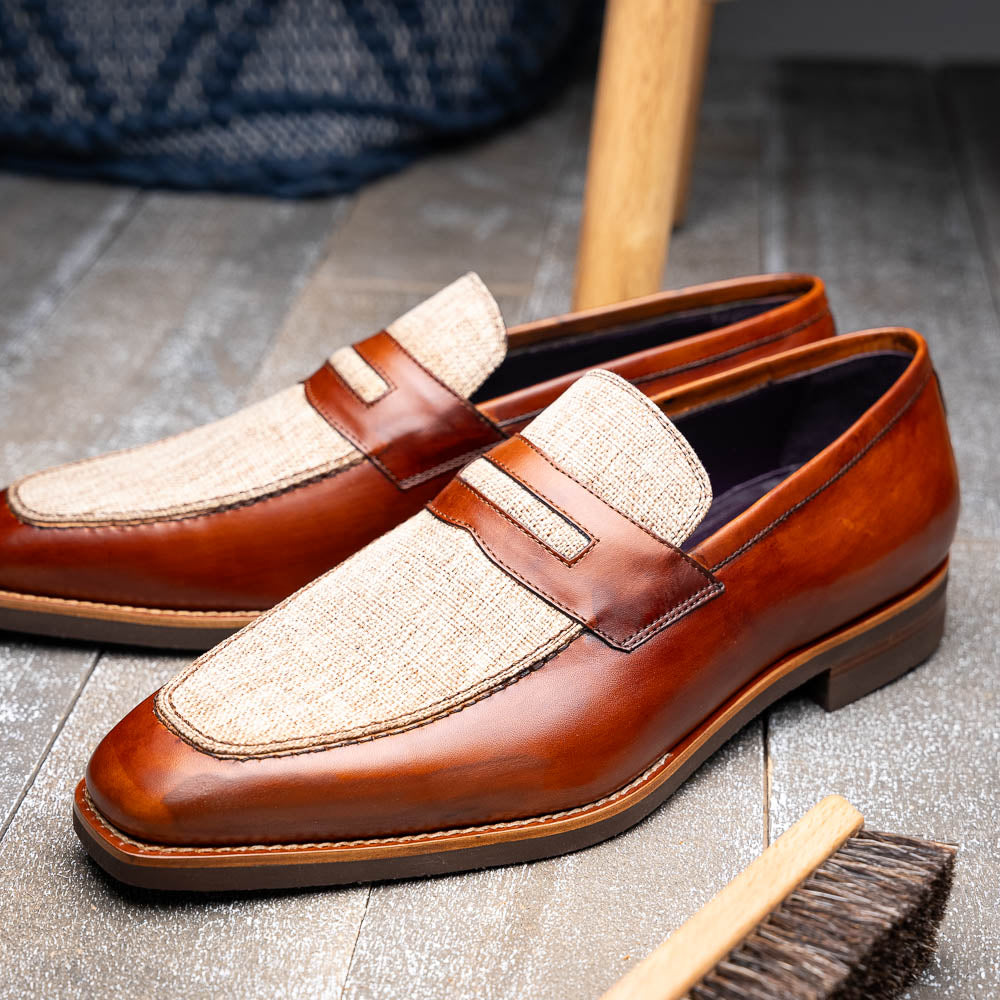15-733-CGN Lago Italian Calfskin Slip On Loafer Cognac Zelli men's