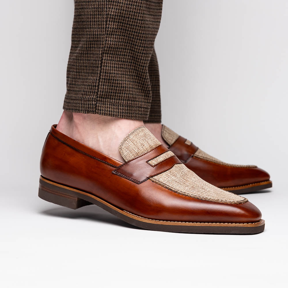 15-733-CGN Lago Italian Calfskin Slip On Loafer Cognac Zelli men's