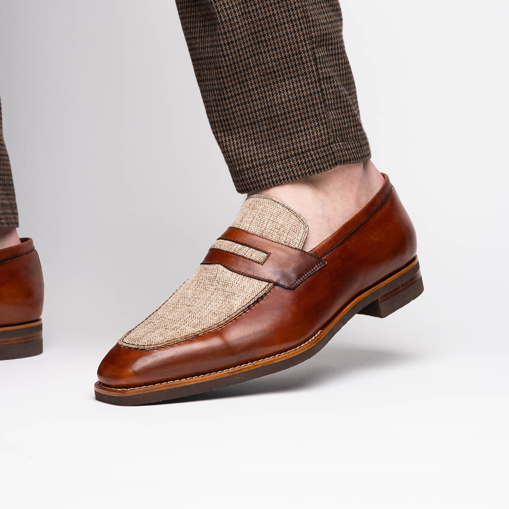 15-733-CGN Lago Italian Calfskin Slip On Loafer Cognac Zelli men's