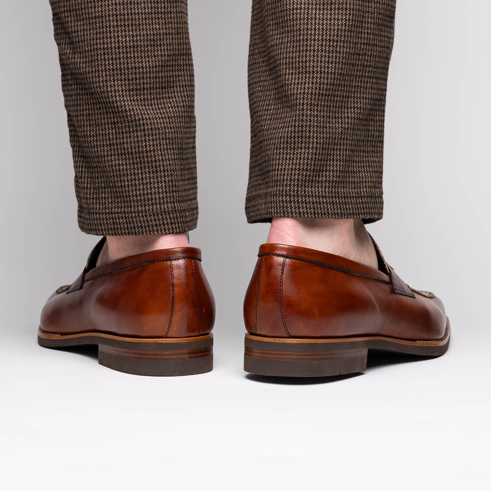 15-733-CGN Lago Italian Calfskin Slip On Loafer Cognac Zelli men's