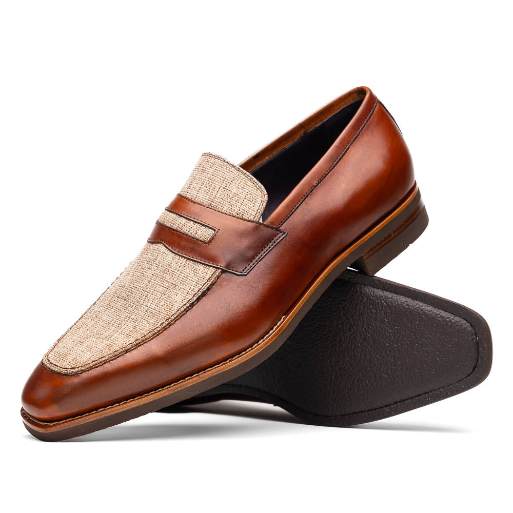 15-733-CGN Lago Italian Calfskin Slip On Loafer Cognac Zelli men's