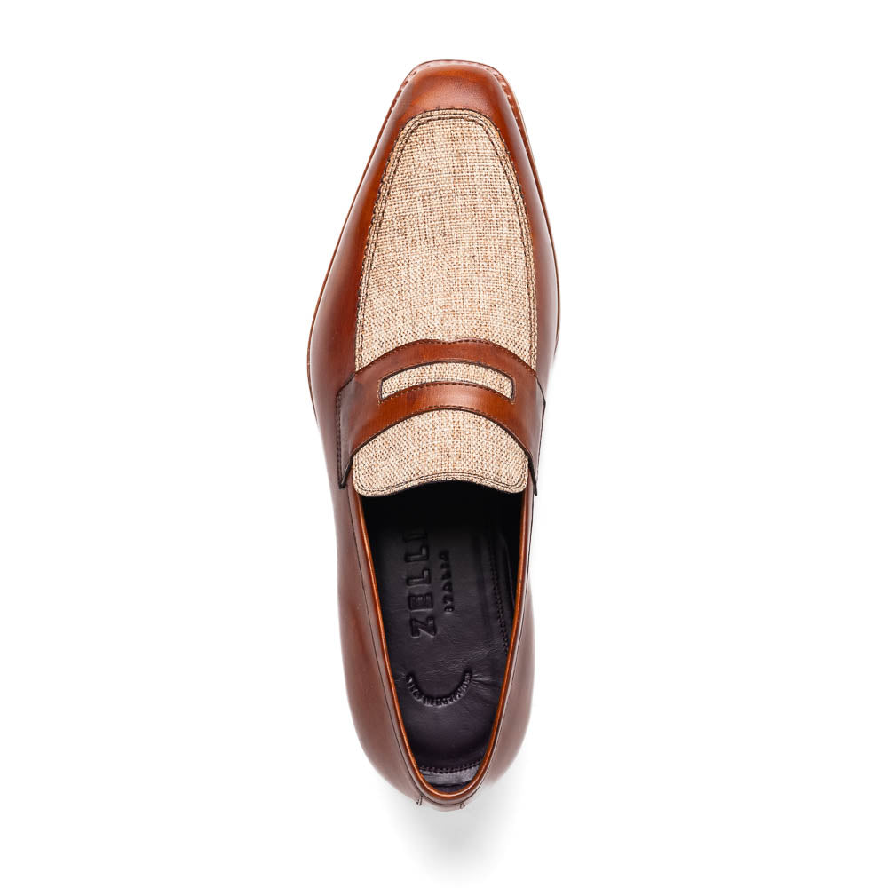15-733-CGN Lago Italian Calfskin Slip On Loafer Cognac Zelli men's