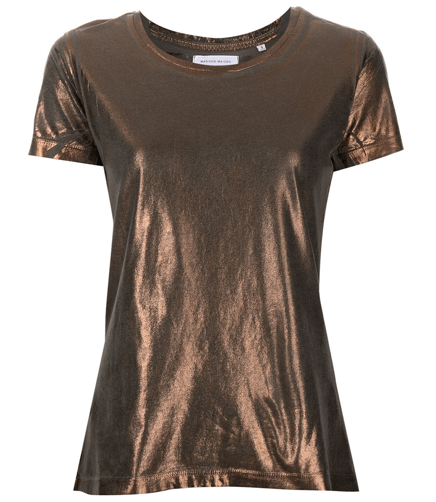 Metallic Coated Cotton T-Shirt Bronze Italy Maison Foil Army